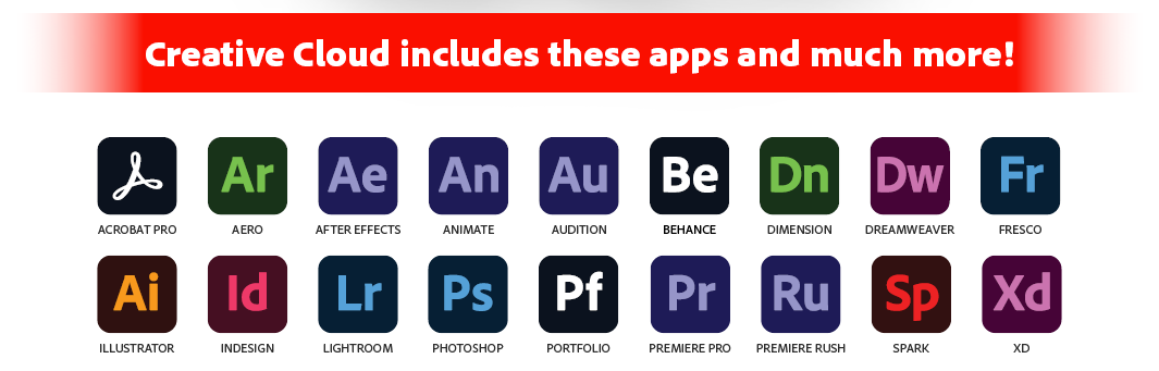 Creative Cloud Includes these Apps Image